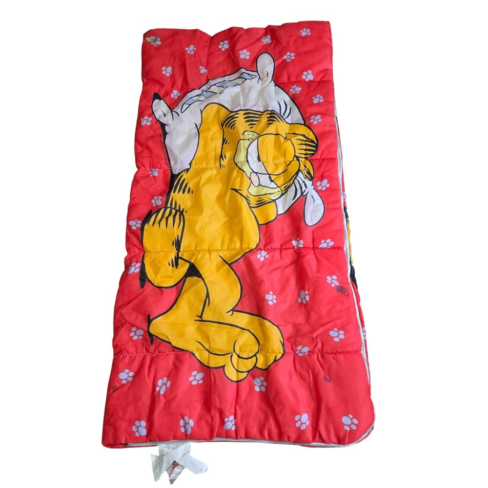 Vintage Garfield Sleeping Bag & Duffel Set 80s Kids Cartoon‎ Camping Retro